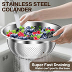 Stainless Steel Strainer with Mixing Bowl, Rice Washer, Colander - Image 8