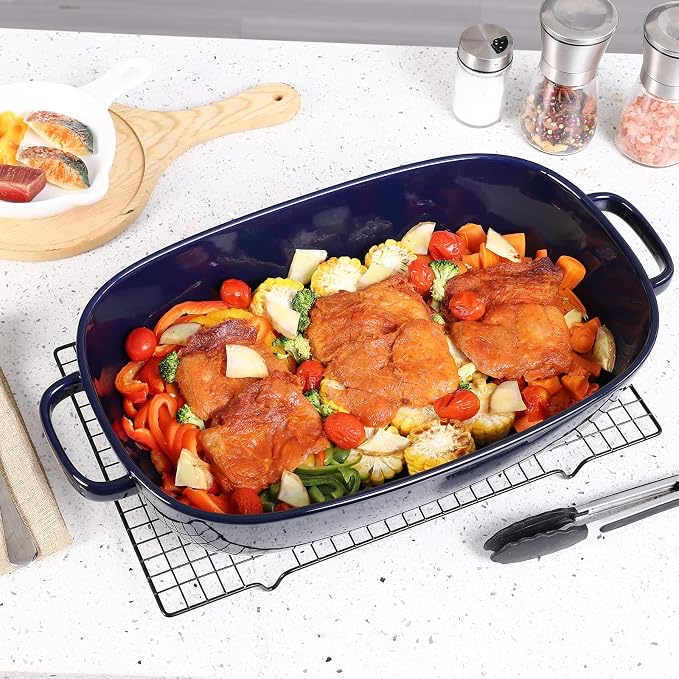 6 Quart Large Rectangular Baking Dish, 16x11 Inches Ceramic Baking Pan - Image 2