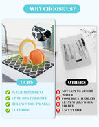 Dish Drying Mat for Kitchen Counter, Hide Stain Anti Absorbent for Kitchen - Image 4