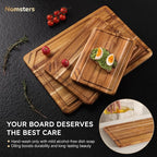 3 Pack Teak Wood Cutting Board Set - Image 8