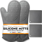 BPA-Free Soft Silicone 4 Piece Oven Mitts & Trivets Set by HOMWE