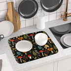 Mushroom Forest Dish Drying Mat Fern Leaves Black Drainer Mat - Image 6