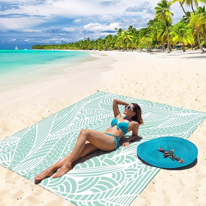 HIHOHO Beach Blanket Waterproof Sandproof Extra Large Beach Mat 79" X - Image 6