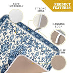 Blue Floral Dish Drying Mat for Kitchen Counter 16x18 Chinoiserie Flower Print - Image 4