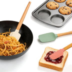3PCS Silicone Spatula Wooden Handle Set, Heat Resistant Silicone Spatula - Image 9
