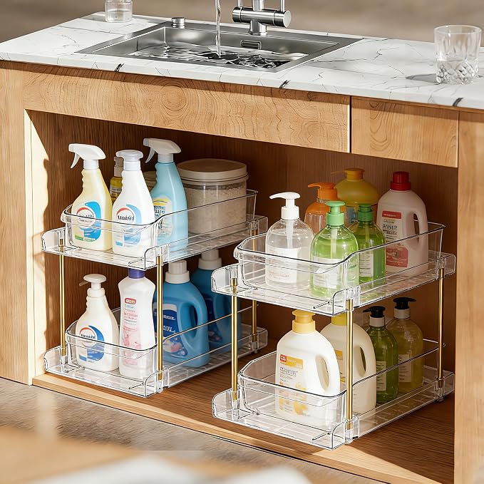 LAREKUN2pack 2-Tier Organizer & Storage Unit Stackable Bathroom Cabinet - Image 8