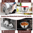 P&P CHEF Red Mixing Bowls with Lids, Stainless Steel Salad Nesting Bowl - Image 6