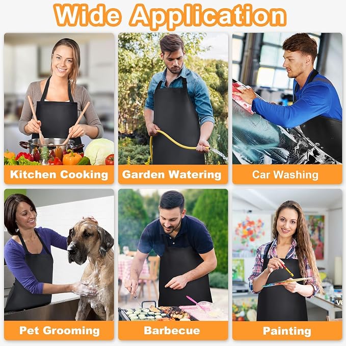 Gotega 3 Pack Waterproof Rubber Vinyl Apron Adjustable Bib Apron - Image 6