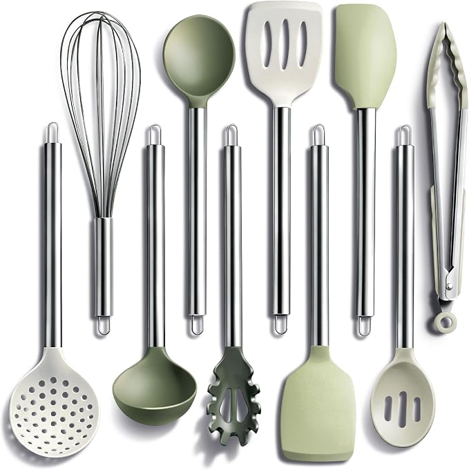 COOK WITH COLOR Silicone Cooking Utensils, Kitchen Utensil Set, Cooking Utensils by CookwithColor