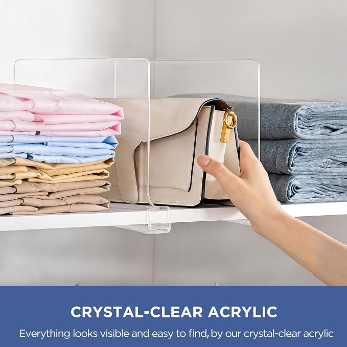 HBlife 16 Pack Clear Shelf Dividers, Vertical Purse Organizer - Image 3