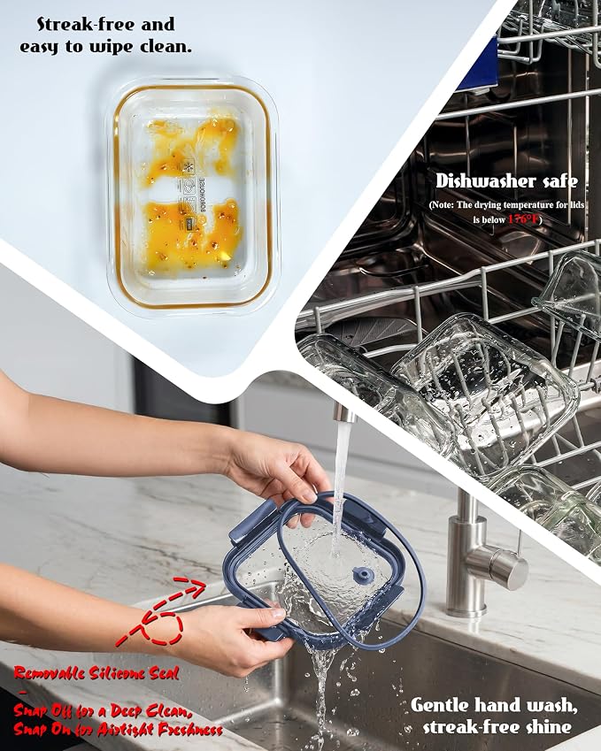 12-Pack Glass Containers with Tempered Lids – Borosilicate, Dishwasher Safe - Image 5