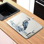 Summer Dish Drying Mat Blue White Heron Beach Absorbent Microfiber Drying Mats - Image 6