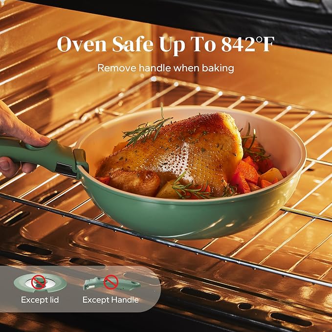 Redchef Ceramic Cookware Set, Removable Handle Pots and Pans Non-Stick - Image 2