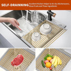 Golden Roll-UP Dish Drying Rack-Large Stainless Steel Dish Drainer Over The Sink - Image 3