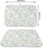 Sage Green Floral Dish Drying Mat 18 x 24 Inch Vintage Light Green Floral - Image 4