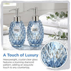 MALACHI Soap Dispenser Set, Crystal-Textured Diamond Glass - Image 2