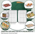 Half Sheet Pans with Rack Set, CEKEE Stainless Half Size Large Baking Sheets - Image 5
