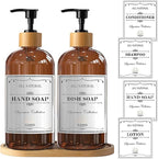 Sunrise Premium 16 OZ Thick Amber Glass Soap Dispenser, Bamboo Pump - Image 7
