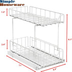 Simple Houseware 2-Tier Spice Rack Slide Out Wire Basket Drawer Organizer - Image 4