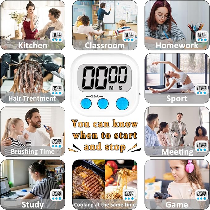 ZILLEEN 12 Pack Kitchen Timers for Cooking Digital Classroom Timers for Kids - Image 5