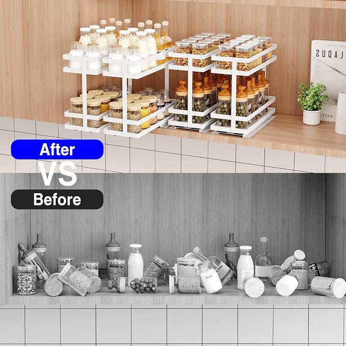 Mustorn 4 Pack Pull Out Spice Rack Organizer - Image 9