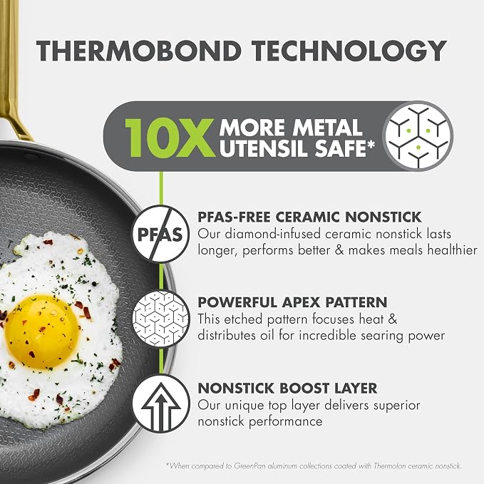 GreenPan Hybrid 9.5” & 11” Nonstick Stainless Steel Frying Pan Set, APEX - Image 9