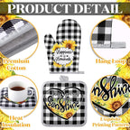 Leinuosen 6 Plaid Sunflower Kitchen Towels Kitchen Decor and Accessories Set - Image 5