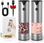 FORLIM Electric Salt and Pepper Grinder Set, USB Rechargeable, Automatic Salt by FORLIM