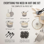 GreenLife 16-Piece Nonstick Cookware Set, Non-Toxic Ceramic Pots and Pans Set - Image 5