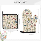 Vintage Floral Oven Mitts and Pot Holders 3Pcs, Retro Floral Silicone Oven - Image 2