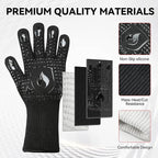 BBQ & Grill Gloves, Oven Gloves, 1472°F Silicone Oven Mitts Heat Resistant - Image 5