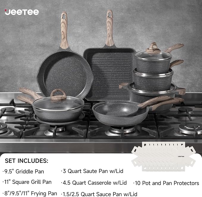 JEETEE Pots and Pans Set Non Stick 23pcs, Healthy Kitchen Cookware Sets - Image 2