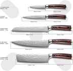 Knife Set | Gift-Ready 6-Piece Japanese Style Kitchen Knife Set — Burgundy Gift - Image 3