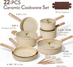 CAROTE 22Pcs Pots and Pans Set Non stick, Ceramic Cookware Set, Non-toxic - Image 2