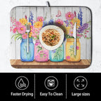 Daisy Dish Drying Mat for Kitchen Counter Spring Summer Flowers Vases Dishes - Image 4