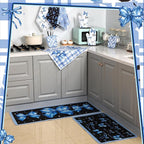 Fourluoo 10 Pcs Blue Bow Kitchen Decor Set Dish Towels Kitchen Rugs Oven Mitts - Image 4