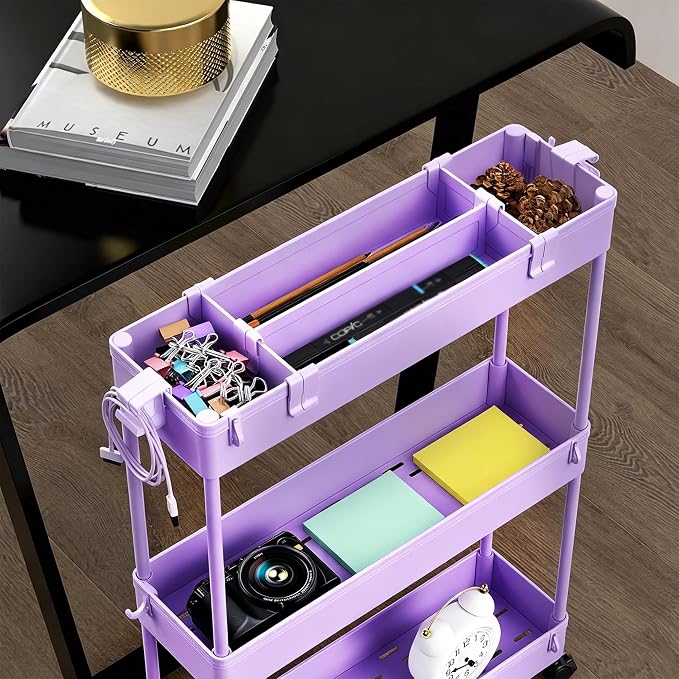 SPACELEAD 2-piece Set Slim Storage Cart 3 Tier, Bathroom Organizer Rolling - Image 2