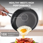 Ammeloo 17 Pcs Nonstick Stainless Steel Cookware Set, Hybrid Stainless Steel - Image 4