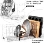 Simple Houseware Expandable Pan Organizer Rack, 10 Adjustable Compartments - Image 4