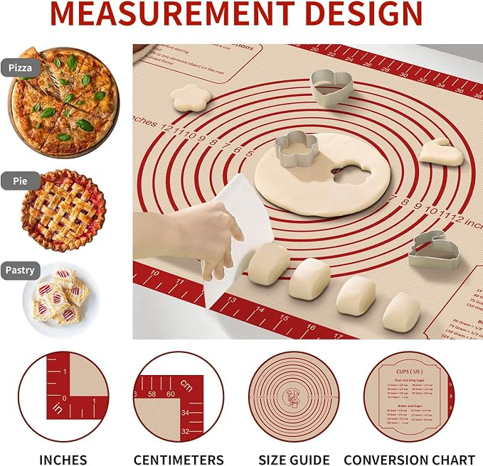 Silicone Baking Mat, Reusable Non-Stick Pastry Mat - Image 3