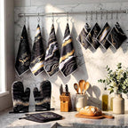Bencailor 12 Pcs Marble Kitchen Decor and Accessories Sets 4 Black and Gold - Image 7