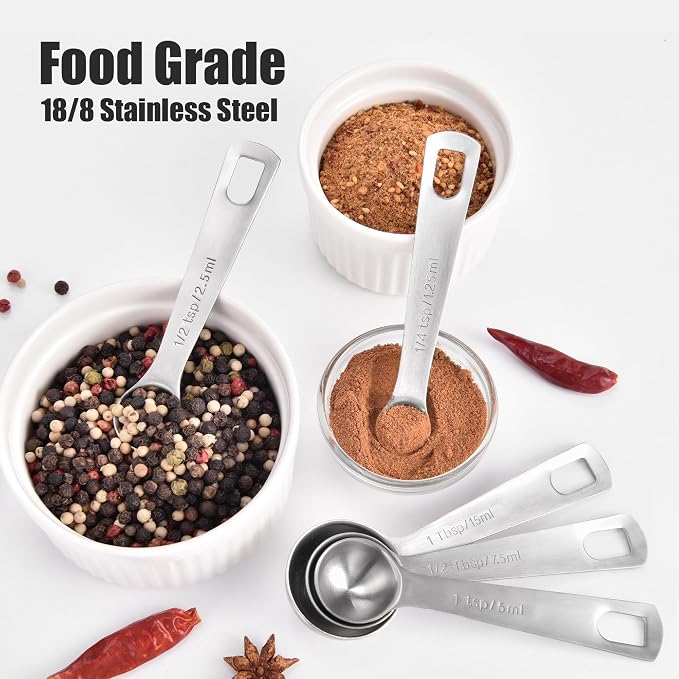 Doosu Measuring Spoons Set of 7-18/8 Stainless Steel Heavy Duty Teaspoons - Image 3