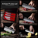 MITSUMOTO SAKARI Japanese Chef's Knife Set 4 Pcs, Professional Hand Forged - Image 2