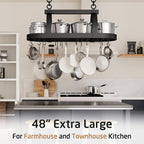 KES 48 Inch Large Hanging Pot Rack, Heavy Duty Oval Pot and Pan Hanging Rack - Image 4