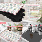 LOKHOM Scalloped Floral Dish Drying Mat, Cuttable Hide Stain Non-slip Drying Mat - Image 6