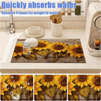 Vintage Sunflower Wooden Grain Dish Drying Mat - Image 4