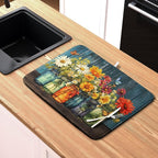 Daisy Dish Drying Mat for Kitchen Counter 16x18 Inch Rustic Vintage Flower - Image 6