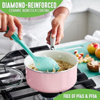 GreenLife Artisan Healthy Ceramic Nonstick, 1QT and 2QT Saucepan Pot Set - Image 6
