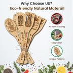 CUTHOLLOW 6PCS Happy as a Pineapple Wooden Kitchen Cooking Utensil Set - Image 3
