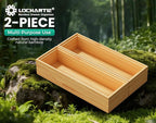Bamboo Kitchen Drawer Organizer Boxes – 9" x 3" Stackable Wood Silverware - Image 6